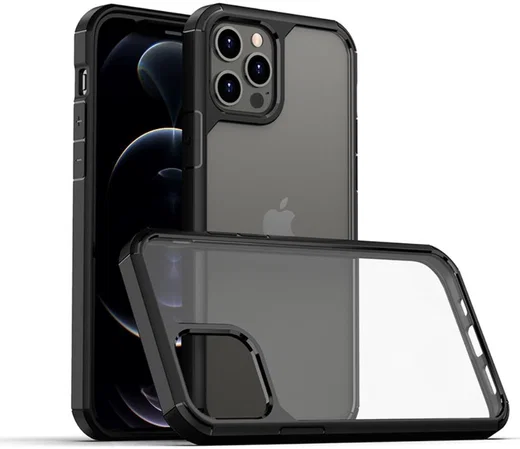 iPaky Apple iPhone 13 Pro Max Hoesje Back Cover Transparant/Zwart afbeelding 3