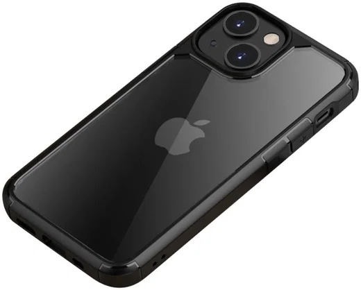 iPaky Apple iPhone 13 Hoesje Hybride Back Cover Transparant/Zwart afbeelding 1