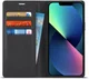 Apple iPhone 13 Hoesje Carbon Fiber Portemonnee Book Case Zwart afbeelding 1
