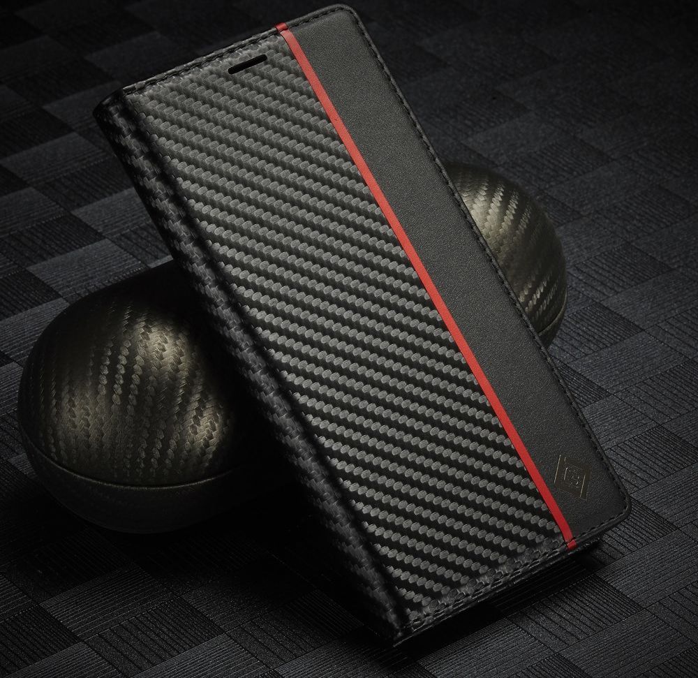 Apple iPhone 13 Hoesje Carbon Fiber Portemonnee Book Case Zwart afbeelding 9