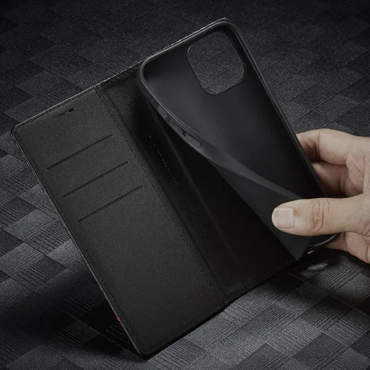Apple iPhone 13 Hoesje Carbon Fiber Portemonnee Book Case Zwart afbeelding 4
