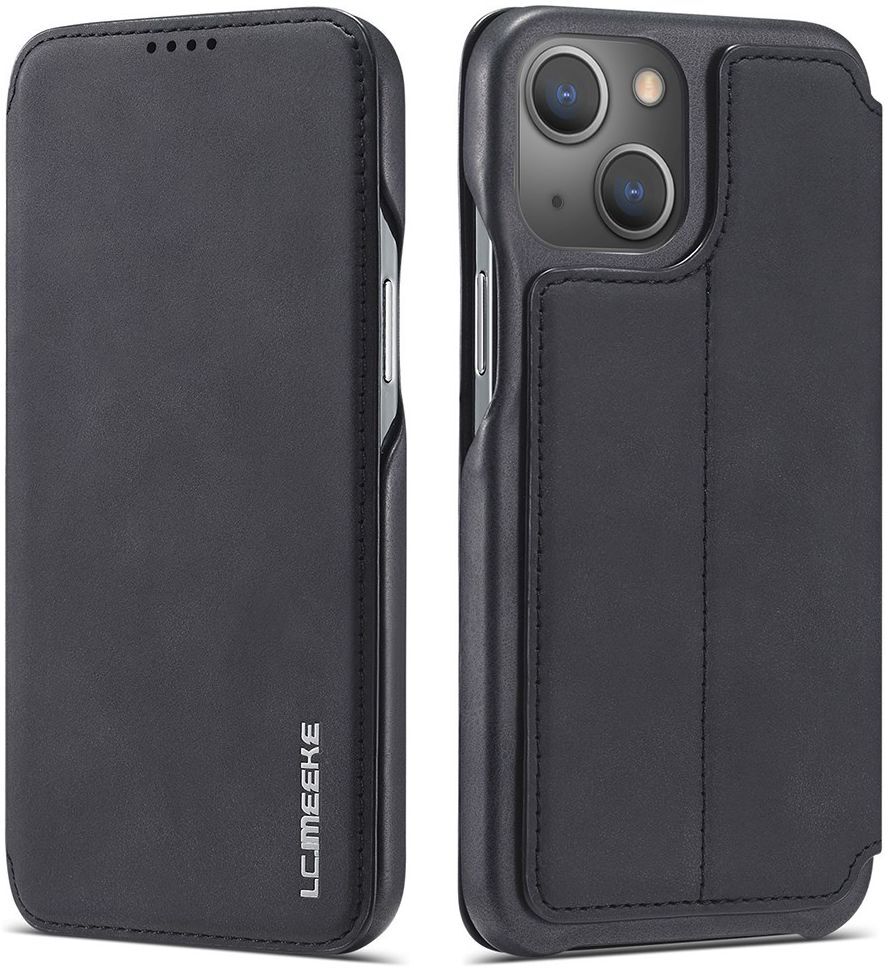 LC.IMEEKE Apple iPhone 13 Hoesje Retro Portemonnee Book Case Zwart afbeelding 3