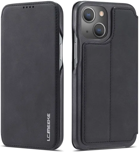 LC.IMEEKE Apple iPhone 13 Hoesje Retro Portemonnee Book Case Zwart afbeelding 3