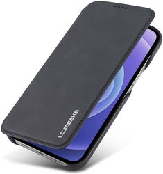 LC.IMEEKE Apple iPhone 13 Hoesje Retro Portemonnee Book Case Zwart afbeelding