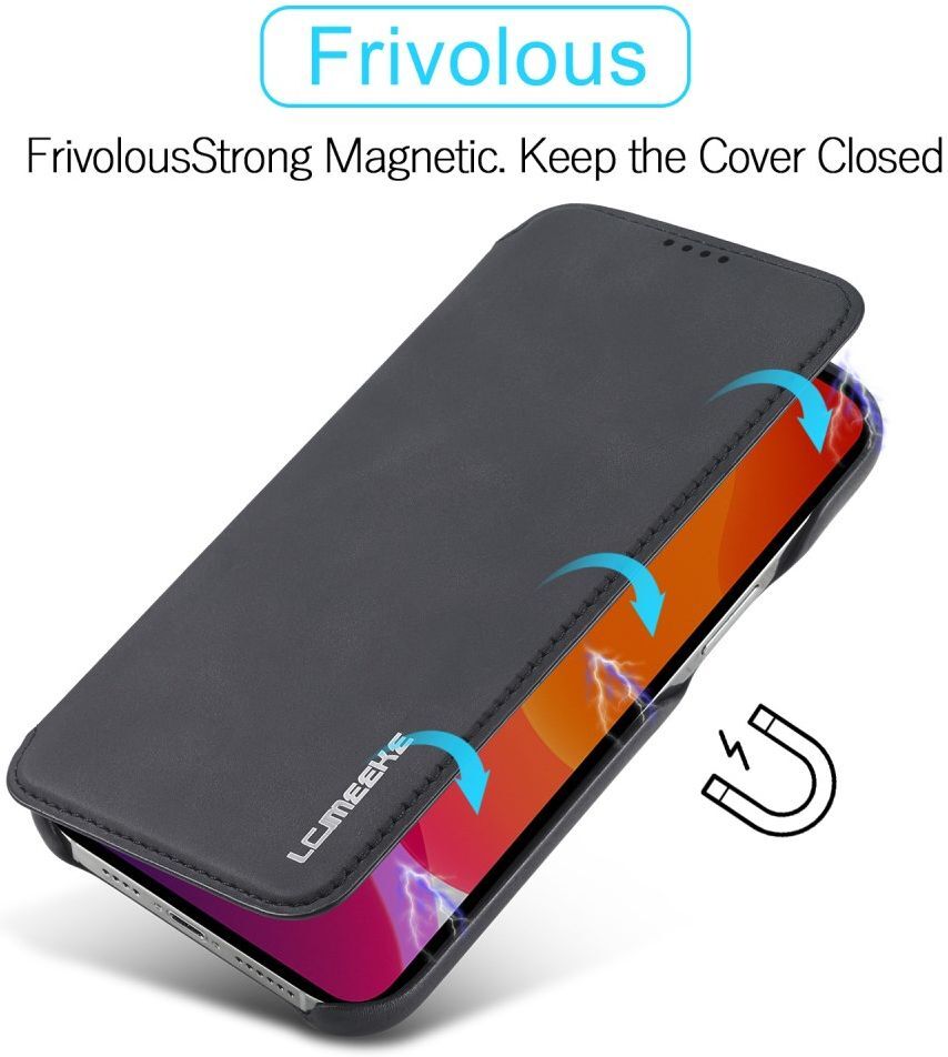 LC.IMEEKE Apple iPhone 13 Hoesje Retro Portemonnee Book Case Zwart afbeelding 7