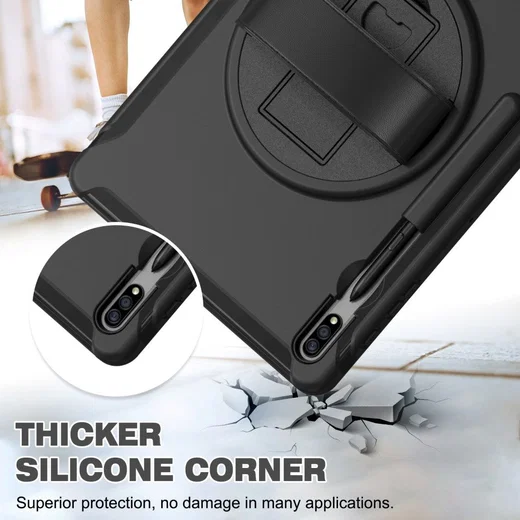 Samsung Galaxy Tab S7 FE Hoes Full Protect Cover met Kickstand Zwart afbeelding 8