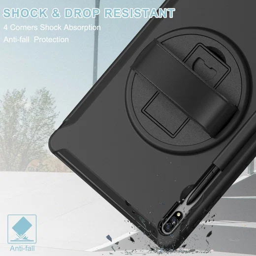 Samsung Galaxy Tab S7 FE Hoes Full Protect Cover met Kickstand Zwart afbeelding 7