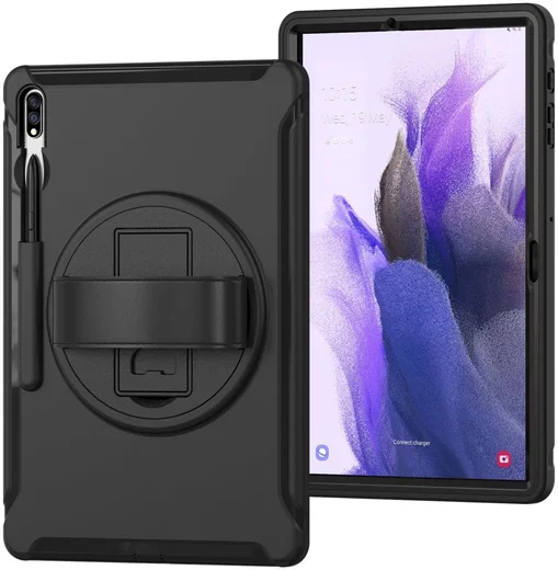 Samsung Galaxy Tab S7 FE Hoes Full Protect Cover met Kickstand Zwart afbeelding 2