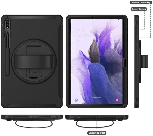 Samsung Galaxy Tab S7 FE Hoes Full Protect Cover met Kickstand Zwart afbeelding 14
