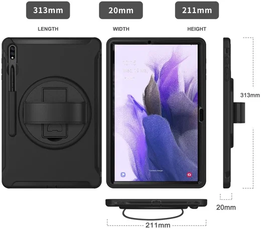 Samsung Galaxy Tab S7 FE Hoes Full Protect Cover met Kickstand Zwart afbeelding 9