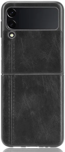 Samsung Galaxy Z Flip 3 Hoesje Kunstleer Back Cover Zwart afbeelding 1