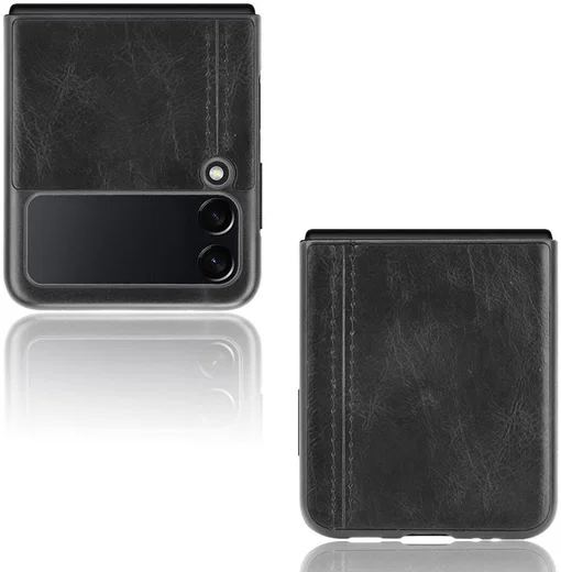 Samsung Galaxy Z Flip 3 Hoesje Kunstleer Back Cover Zwart afbeelding 3