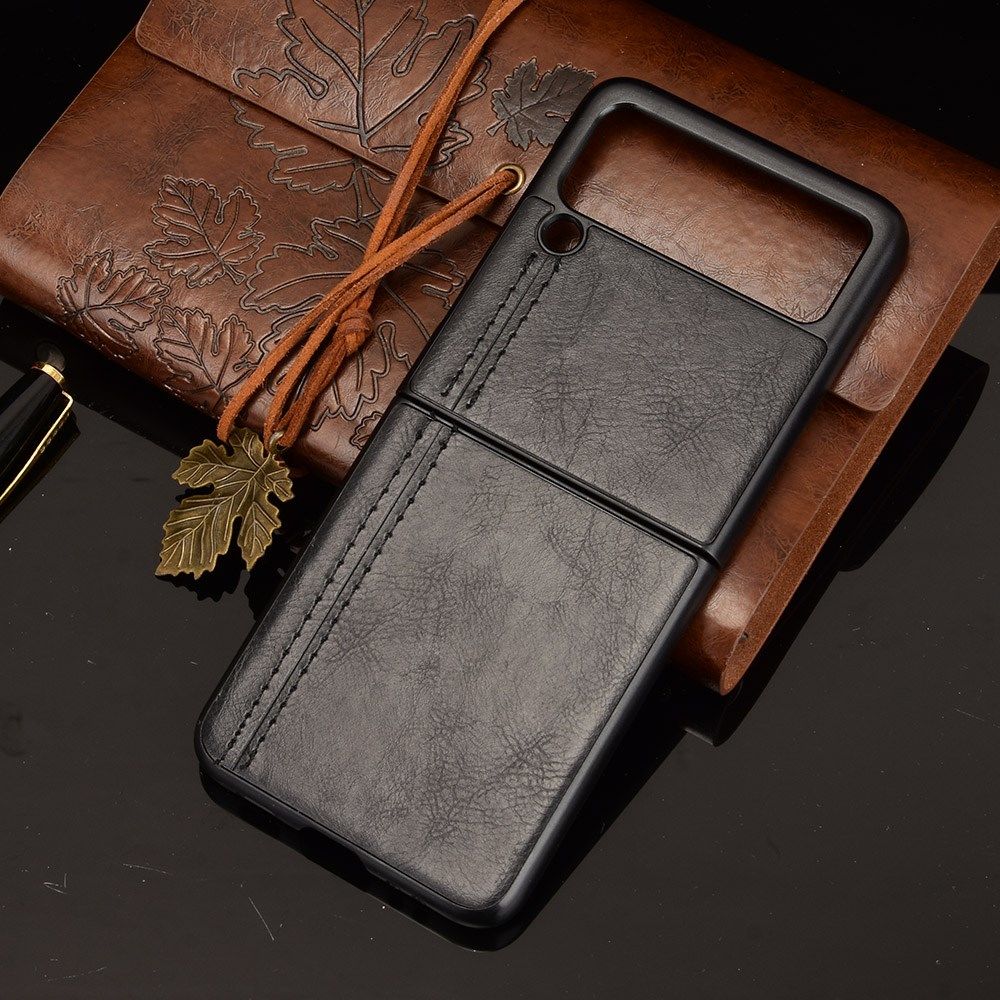 Samsung Galaxy Z Flip 3 Hoesje Kunstleer Back Cover Zwart afbeelding 2