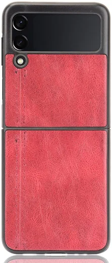 Samsung Galaxy Z Flip 3 Hoesje Kunstleer Back Cover Rood afbeelding 1