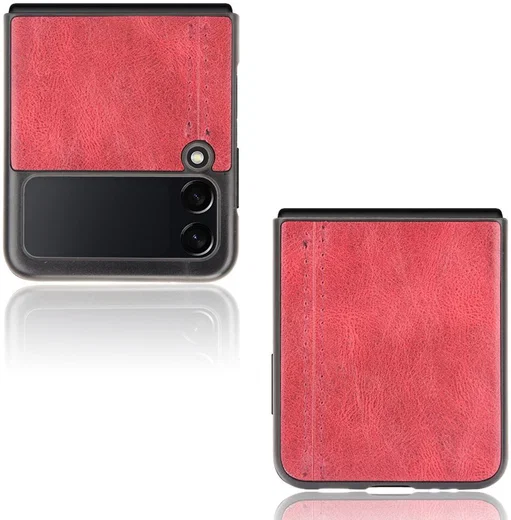 Samsung Galaxy Z Flip 3 Hoesje Kunstleer Back Cover Rood afbeelding 3
