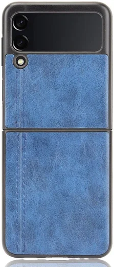 Samsung Galaxy Z Flip 3 Hoesje Kunstleer Back Cover Blauw afbeelding 1