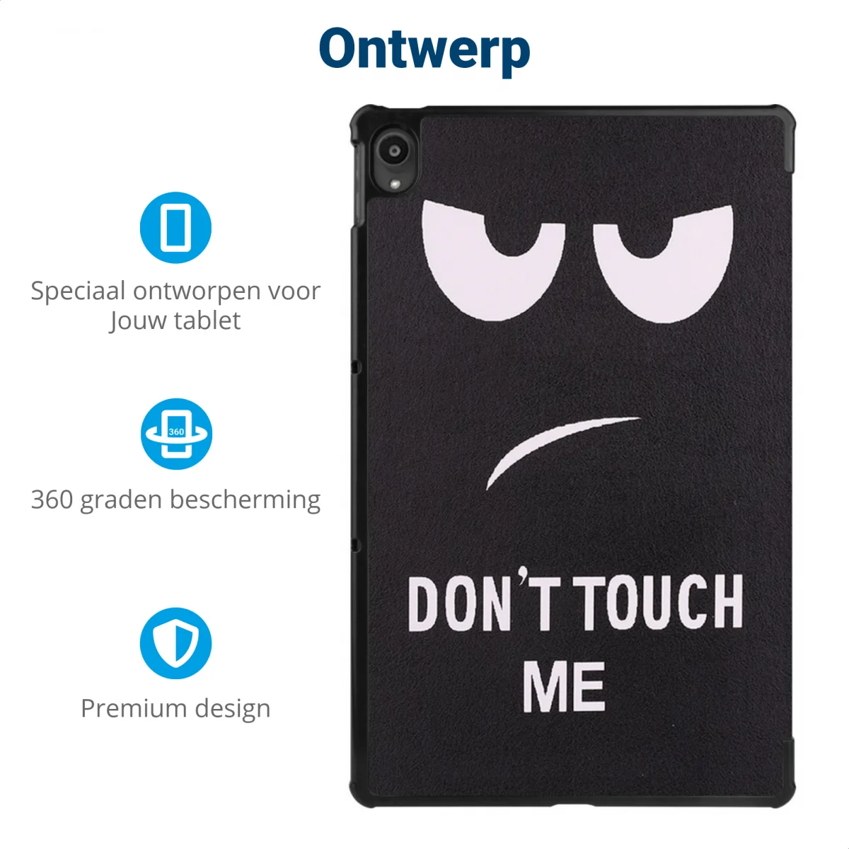 Lenovo Tab P11 / P11 Plus Hoes Tri-Fold Book Case Don't Touch me Print afbeelding 3