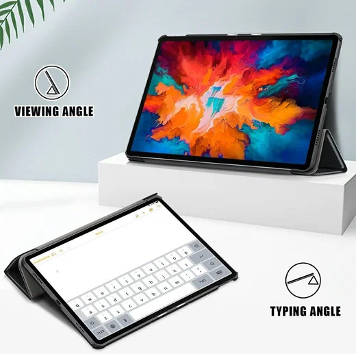 Lenovo Tab P11 Pro Hoes Tri-Fold Book Case Kunstleer Zwart afbeelding 5