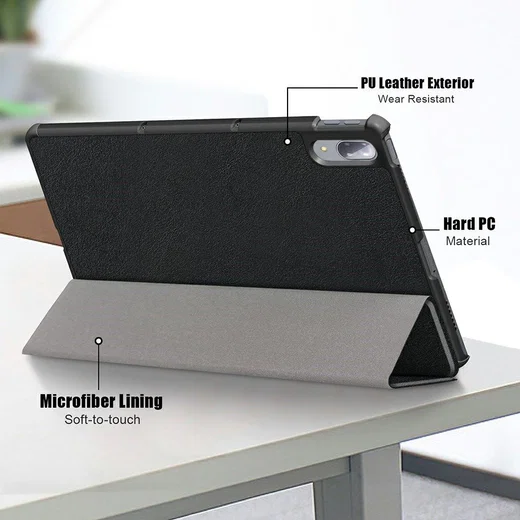 Lenovo Tab P11 Pro Hoes Tri-Fold Book Case Kunstleer Zwart afbeelding 9