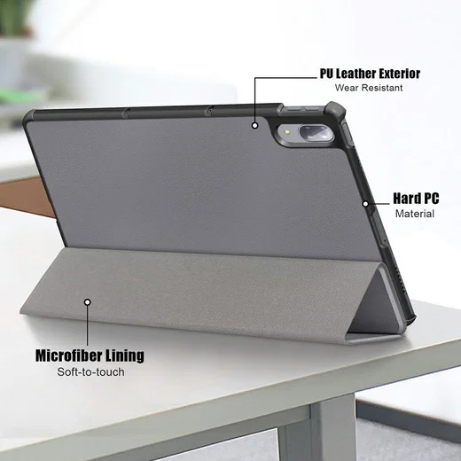 Lenovo Tab P11 Pro Hoes Tri-Fold Book Case Kunstleer Grijs afbeelding 9