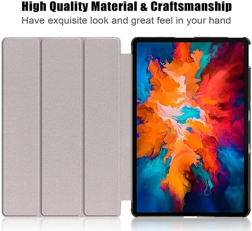 Lenovo Tab P11 Pro Hoes Tri-Fold Book Case Kunstleer Grijs afbeelding 8