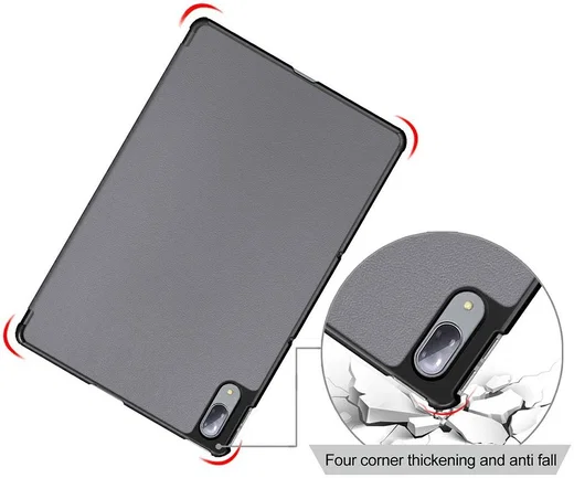 Lenovo Tab P11 Pro Hoes Tri-Fold Book Case Kunstleer Grijs afbeelding 4
