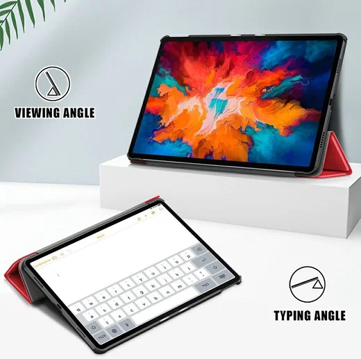Lenovo Tab P11 Pro Hoes Tri-Fold Book Case Kunstleer Rood afbeelding 5