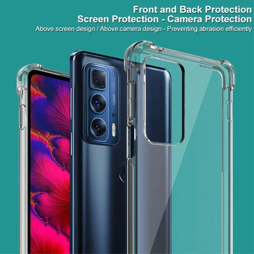 Motorola Edge 20 Pro Hoesje TPU + Screenprotector Transparant Zwart afbeelding 6