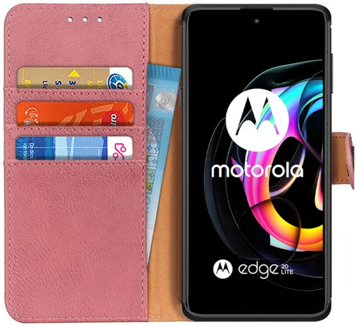 KHAZNEH Motorola Edge 20 Lite Hoesje Wallet Book Case Roze afbeelding 1