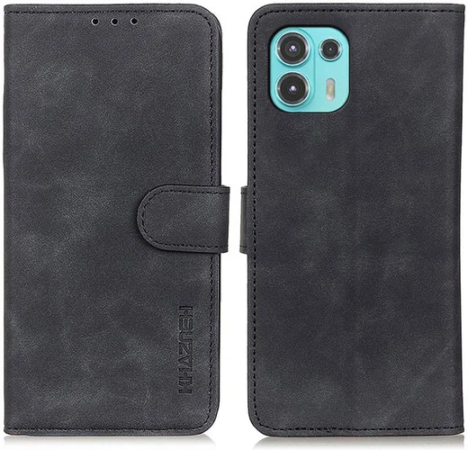 KHAZNEH Motorola Edge 20 Lite Hoesje Retro Wallet Book Case Zwart afbeelding 3