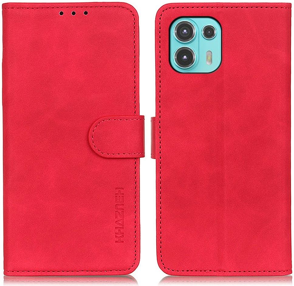 KHAZNEH Motorola Edge 20 Lite Hoesje Retro Wallet Book Case Rood afbeelding 3