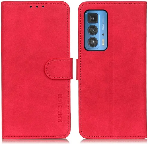 KHAZNEH Motorola Edge 20 Pro Hoesje Retro Wallet Book Case Rood afbeelding 3