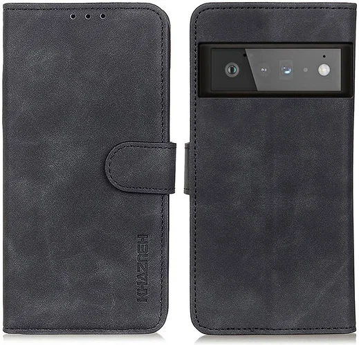 KHAZNEH Google Pixel 6 Pro Hoesje Vintage Wallet Book Case Zwart afbeelding 2