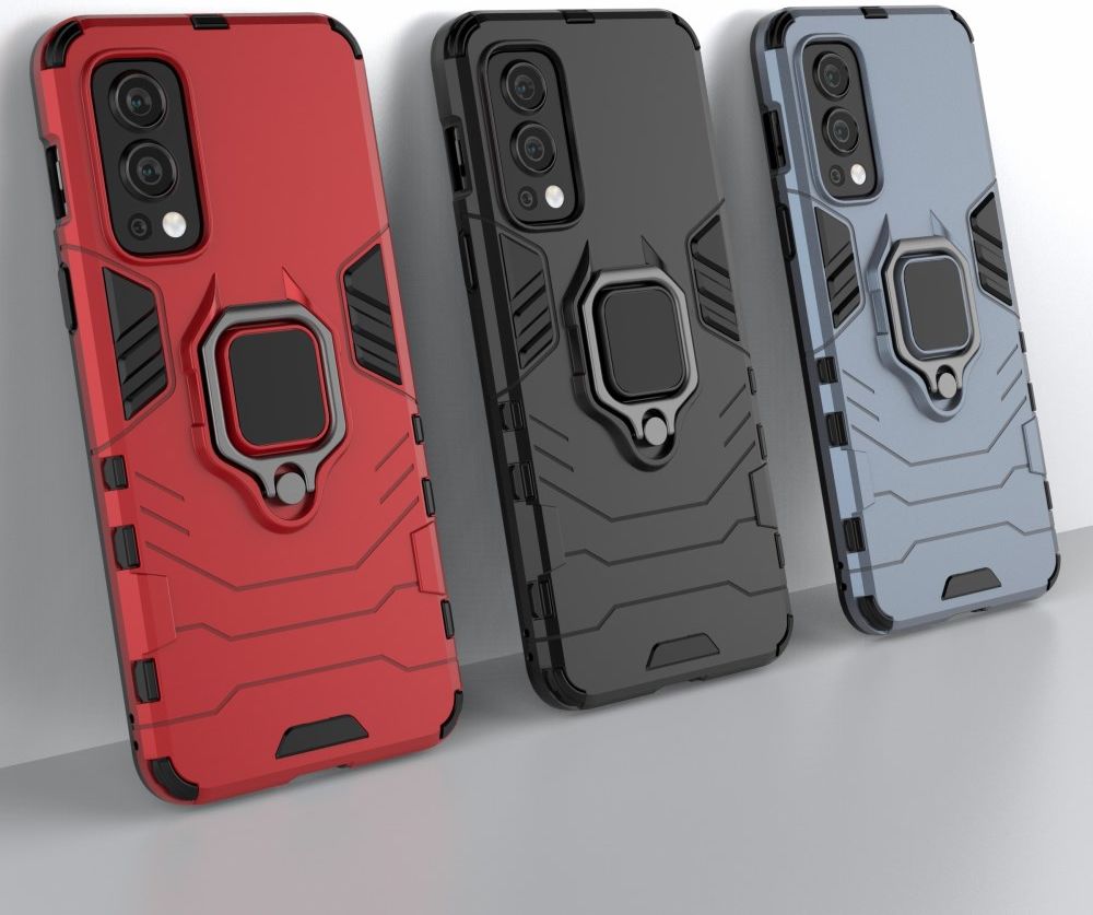 OnePlus Nord 2 5G Hoesje Metalen Magnetische Ring Kickstand Zwart afbeelding 4