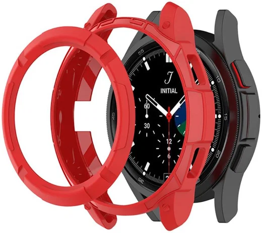 Samsung Galaxy Watch 4 Classic 46MM Hoesje TPU met Bezel Ring Rood afbeelding 2