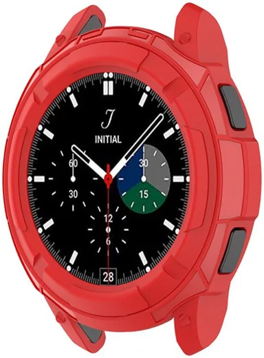 Samsung Galaxy Watch 4 Classic 46MM Hoesje TPU met Bezel Ring Rood afbeelding 3