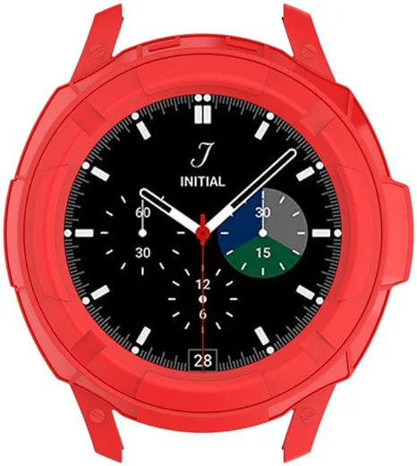 Samsung Galaxy Watch 4 Classic 46MM Hoesje TPU met Bezel Ring Rood afbeelding 4