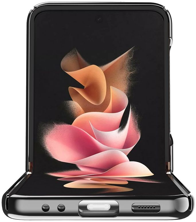 Samsung Galaxy Z Flip 3 Hoesje Hard Case Back Cover Transparant Zwart afbeelding 2