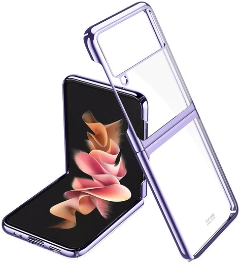 Samsung Galaxy Z Flip 3 Hoesje Hard Case Back Cover Transparant Paars afbeelding 1