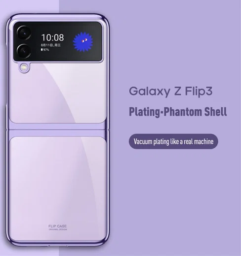 Samsung Galaxy Z Flip 3 Hoesje Hard Case Back Cover Transparant Paars afbeelding 7