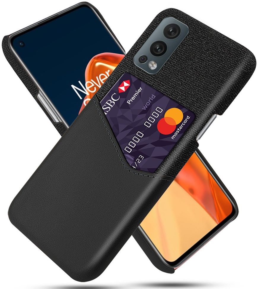 OnePlus Nord 2 5G Hoesje Back Cover met Kaarthouder Zwart afbeelding 1