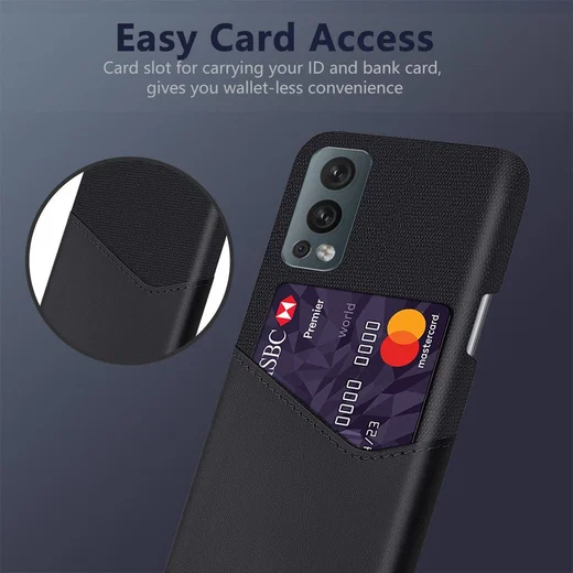 OnePlus Nord 2 5G Hoesje Back Cover met Kaarthouder Zwart afbeelding 2