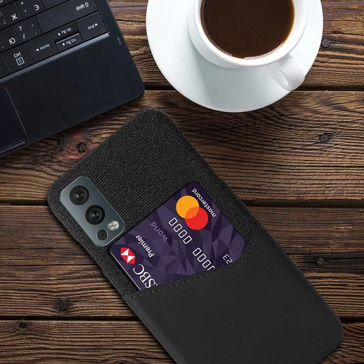 OnePlus Nord 2 5G Hoesje Back Cover met Kaarthouder Zwart afbeelding 4