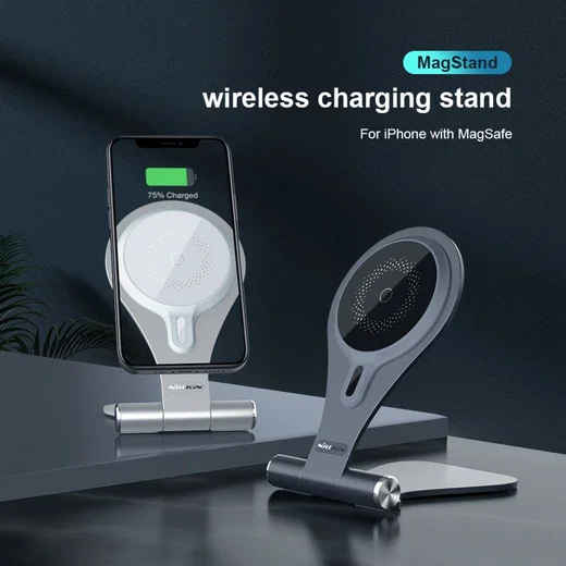 Nillkin MagSafe Bureau Houder met Draadloos Opladen 15W Zilver afbeelding 3