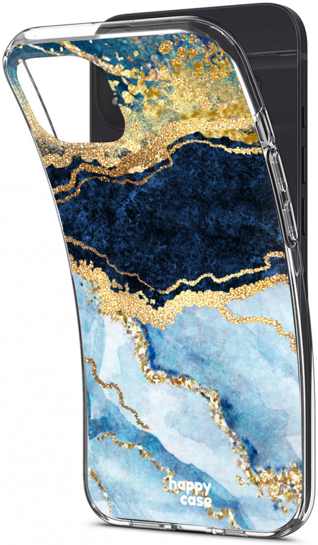 HappyCase iPhone 16E / 13 Hoesje Flexibel TPU Blauw Marmer Print afbeelding 7