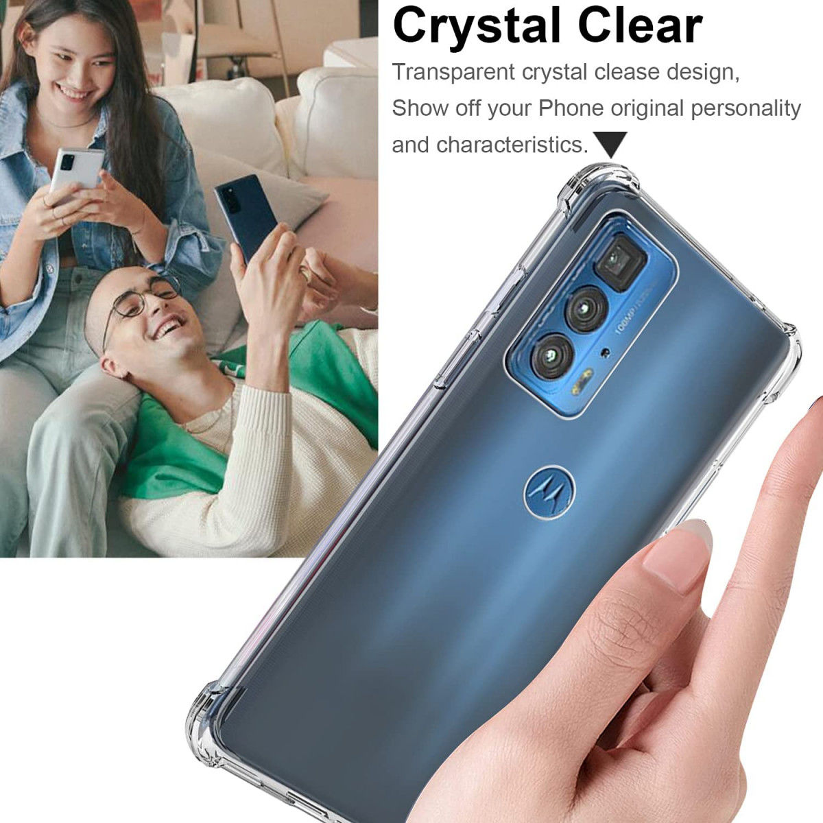 Motorola Edge 20 Pro Hoesje Schokbestendig TPU Back Cover Transparant afbeelding 5