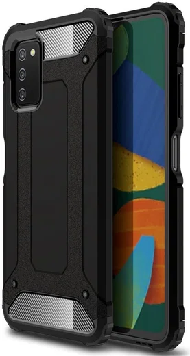 Samsung Galaxy A03S Hoesje Shock Proof Hybride Back Cover Zwart afbeelding 1