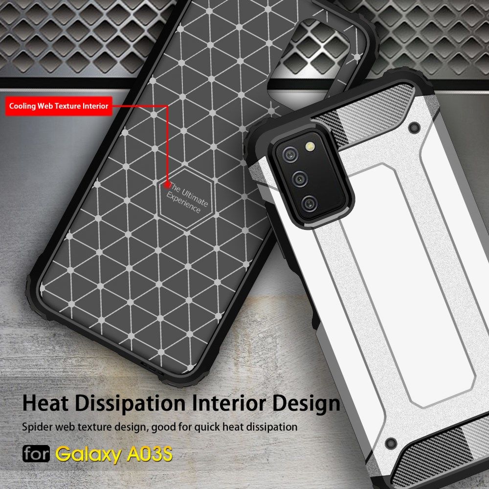Samsung Galaxy A03S Hoesje Shock Proof Hybride Back Cover Zwart afbeelding 5