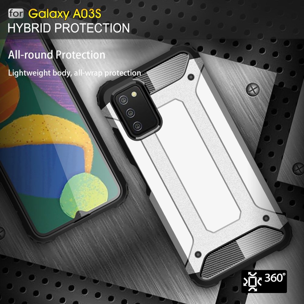 Samsung Galaxy A03S Hoesje Shock Proof Hybride Back Cover Zwart afbeelding 7