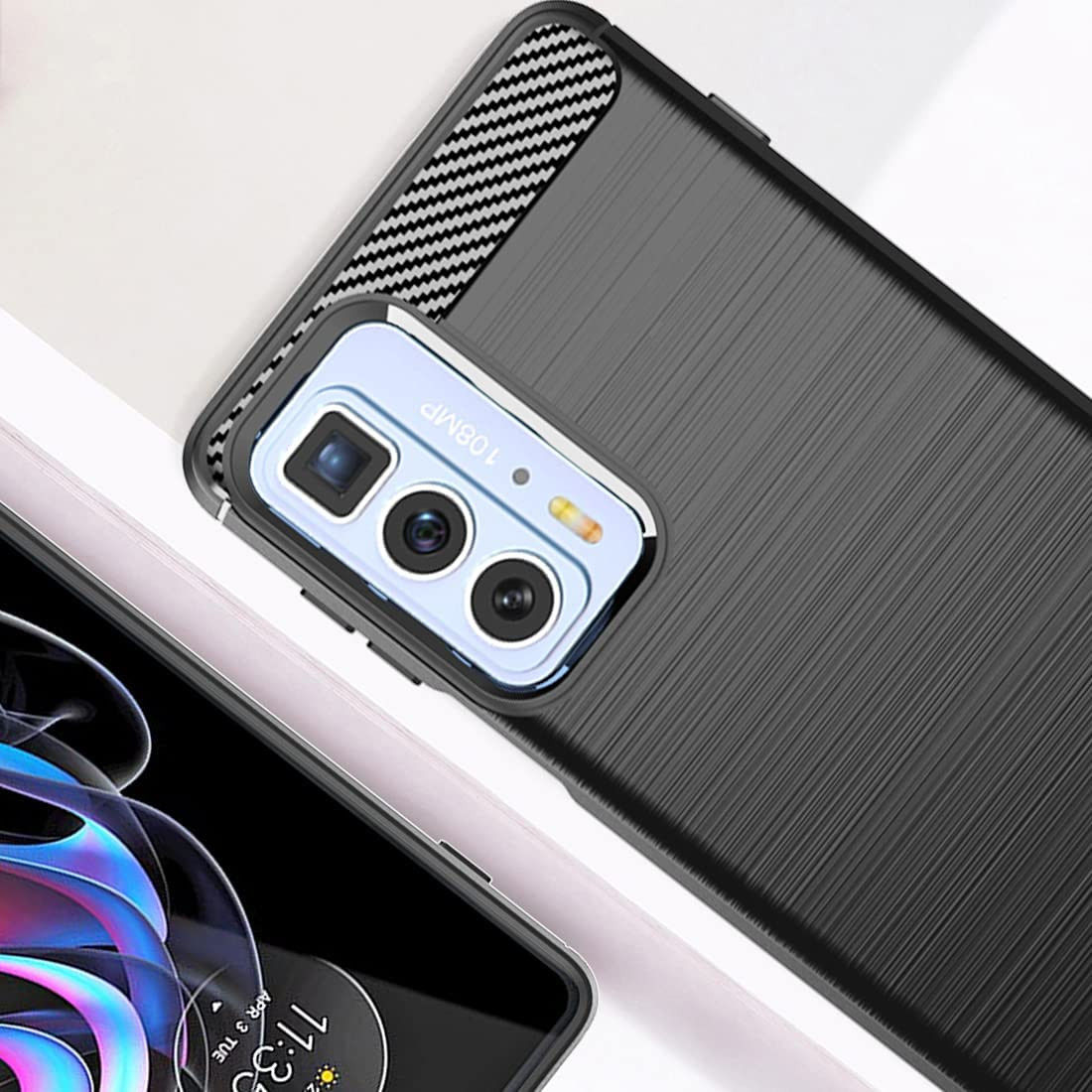 Motorola Edge 20 Pro Hoesje Geborsteld TPU Back Cover  Zwart afbeelding 5